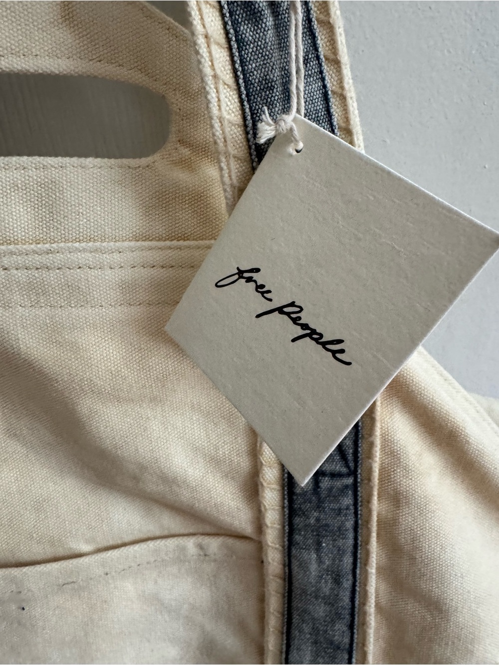 Free People Canvas Tote Bag with Contrast Straps - Cream - Picture 3 of 10